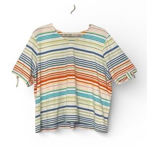 Serengeti 100% Cotton Stripe T-Shirt Nautical Coastal Knot Sleeve Summer Sz 3X